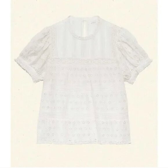 NWT Doen Adeline Eyelet Blouse Top salt size S - Picture 2 of 11